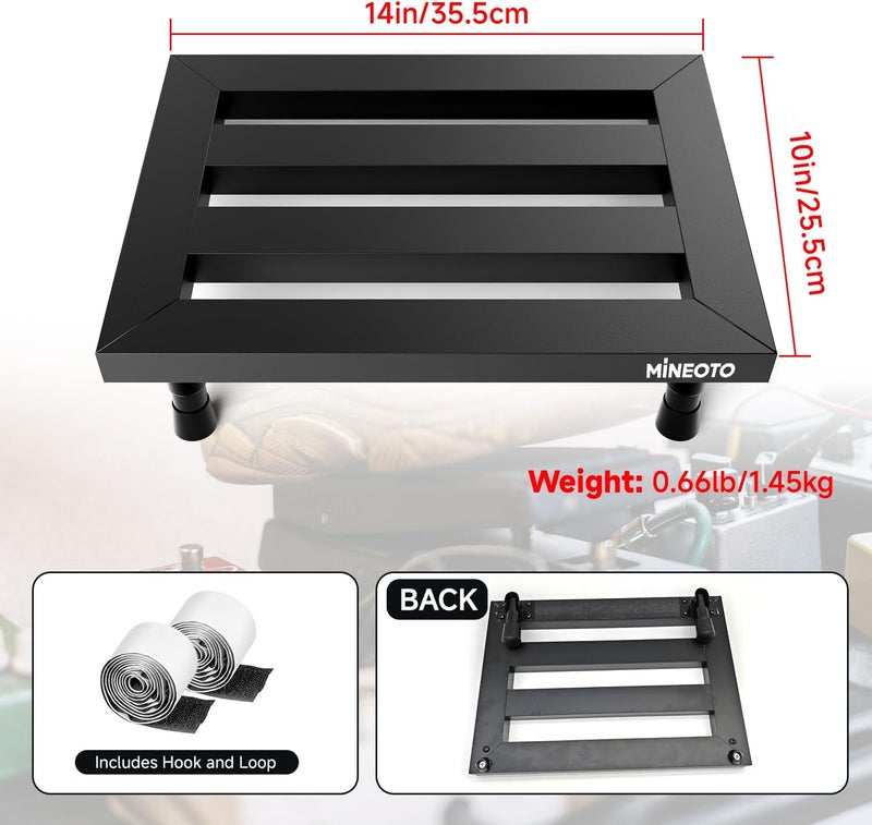MIOTO 14”x10” Aluminum Alloy Guitar Pedal Board 1.4lb Super Light Small Effect Pedalboard with Carry Bag - Image 2